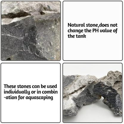 PINVNBY Natural Seiryu Stones, Aquariums Slate Stone Decorative Rocks for Fish Tank, Terrariums, Paludarium, Vivariums, Reptile and Amphibian Enclosures, Aquascaping (4.5lb)