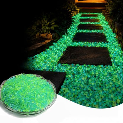 3000PCS Glow in The Dark Rocks for Fish Tank Aquarium Glow Gravel Stones for Pond Walkway Garden Landscape Outdoor Decor Luminous Pebbles for DIY Crafts 3-5mm Blue Green