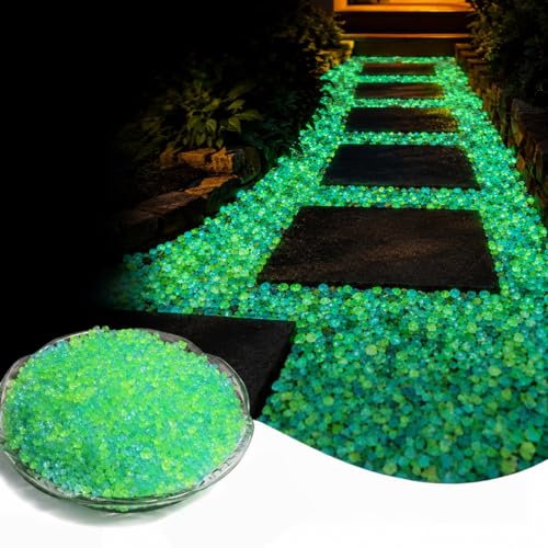 3000PCS Glow in The Dark Rocks for Fish Tank Aquarium Glow Gravel Stones for Pond Walkway Garden Landscape Outdoor Decor Luminous Pebbles for DIY Crafts 3-5mm Blue Green