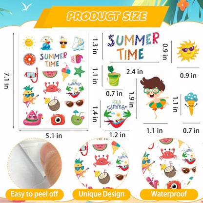 387Pcs Summer Stickers, Self Adhesive Hawaii Tropical Sticker Summer Pineapple Sun Beach Stickers for Scrapbooks Envelopes Cards Gifts Crafts Party Favors Class Rewards - style: Summer