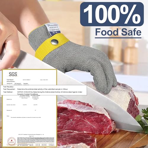 Dowellife ANSI A9 Cut Resistant Glove Food Grade, Stainless Steel Mesh Metal Knife Cutting Glove for Butcher Oyster Shucking Kitchen Mandoline Chef Slicing Fish Fillet (Large) - size: Large (Pack of 1)