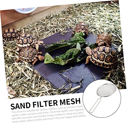 Mipcase Pet Sand Shovel Animals for Stainless Steel Spoon Spoons Cat Litter Scoop Stainer Steel Strainer Terrarium Litter Cleaner Reptile Cleaning Tool Reptile Supplies Fryer Mesh