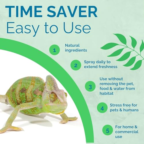 No Scent Reptile Tank Cleaner Spray & Pet Odor Management for Bearded Dragon, Turtle, Lizard Terrarium Freshener (128 Fl Oz/Gallon) - size: 128 Fl Oz (Pack of 1)