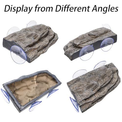 Turtle Basking Platform, Tank Aquarium Tortoise Climbing Platform with 3 Suction Cups, Simulation Rock Resting Terrace, Turtle Tank Accessories for Baby Tortoise, Terrapins, Frogs