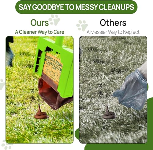 Dispoz-A-Scoop® Revolutionary 4-in-1 Dog Poop Scooper, 24" Handle & 8 Refill Bags - Fast, Easy, Clean with Disposable Bag Attachment, Just Scoop & "Pop" into trash. U.S.A, Always Stays Clean. - style: Bright green for nightime visibility