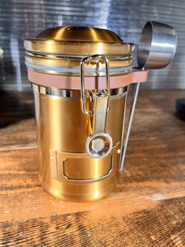 PRINCE G Airtight Coffee Canister, Light-Blocking Stainless Steel Coffee Storage Container with Scoop, 260g Coffee Bean Storage Jar, Bronze - color: Bronze