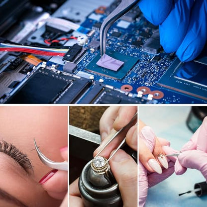 Precision Tweezer, Upgraded Fine Tip curved, High-end Stainless Steel | Tweezers for Craft, Electronics, Soldering, Eyelash Extensions, Laboratory Work, Jewelry-Making - style: Fine Tip Curved (4.72in)