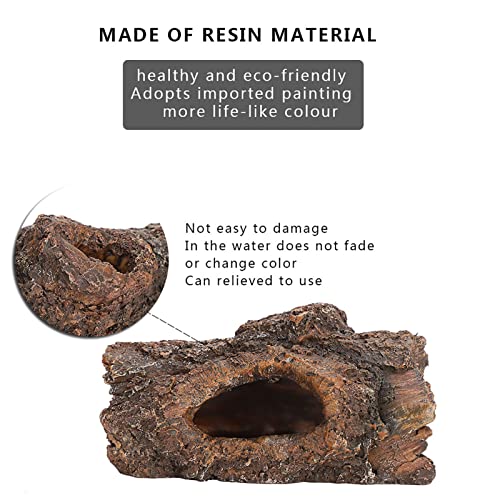 GOWENIC Simulation Resin Tree Bark Hide Cave for Reptile Amphibian, Natural Moss Reptile Hide Cave, Landscape Decor for Scorpion Lizard, Small Animal Terrarium