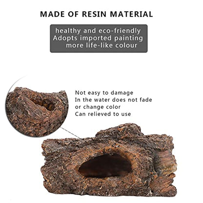GOWENIC Simulation Resin Tree Bark Hide Cave for Reptile Amphibian, Natural Moss Reptile Hide Cave, Landscape Decor for Scorpion Lizard, Small Animal Terrarium