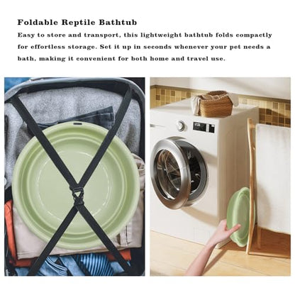 Bearded Dragon Accessories, Bearded Dragon Pool with 2 Bath Brushes and 1 Towel, Reptile Bath Tub, Reptile Swimming Pool for Lizard, Geckos, Tortoises - size: Large