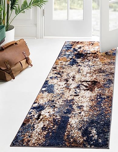 Keen Home Design Runner Rugs - 32"x119" Non-Shedding, Thick Pile Abstract Rugs for Kitchen, Living Room, Bedroom, Dining Room, Entryway - Size: 2'8" x 9'11", Skies Multi - color: Skies Multi, size: 2'8" x 9'11" (Runner)