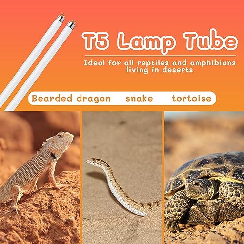T5 UVB Reptile Light 24W 10.0,UVA UVB Light Bulb for Reptiles,2 Pack Reptile UVB Lamp Tube for Bearded Dragon - size: 2 pack T5 Tube-24W 10.0