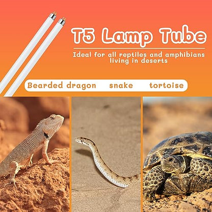 T5 UVB Reptile Light 24W 10.0,UVA UVB Light Bulb for Reptiles,2 Pack Reptile UVB Lamp Tube for Bearded Dragon - size: 2 pack T5 Tube-24W 10.0