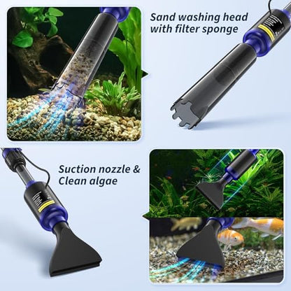 Fish Tank Cleaner - Aquarium Gravel Cleaner, 530GPH/32W Electric Fish Tank Cleaning Tools, Adjustable Water Flow Aquarium Cleaner Kit, Fish Tank Gravel Cleaner Vacuum for Wash Sand, Water Changing