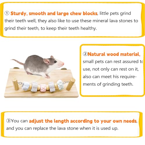Hamster Platform Chinchilla Ledge Chew Toys with Lava Stone Block for cage | Wooden Climb Rest Shelf, Nail Trimming Bird Perch, Teeth Grinding Toys for Gerbil Mouse Parakeets Budgie Rat Cage Accessories - style: Style C