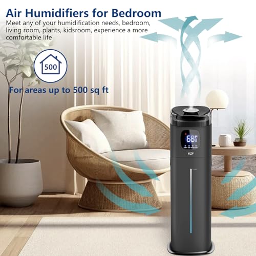 Large Humidifier for Bedroom, 9L/2.5Gallon Ultrasonic Cool Mist Humidifier with Humidistat, 360°Nozzle, 350ML/H Big Mist Level, Suitable for Kids Room Livingroom Yoga Office Plant (Black, 9, Liters) - color: Black