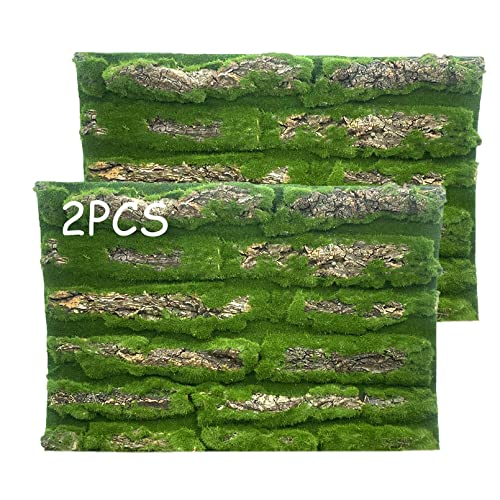 kathson Reptile Cork Terrarium Background Decor,Habitat Fitting Bark Backdrop Wall Artificial Moss 3D Aquarium Panel for Lizard Gecko Tortoise Spider Bearded Dragon Chameleon Snake Amphibian(2Pcs)