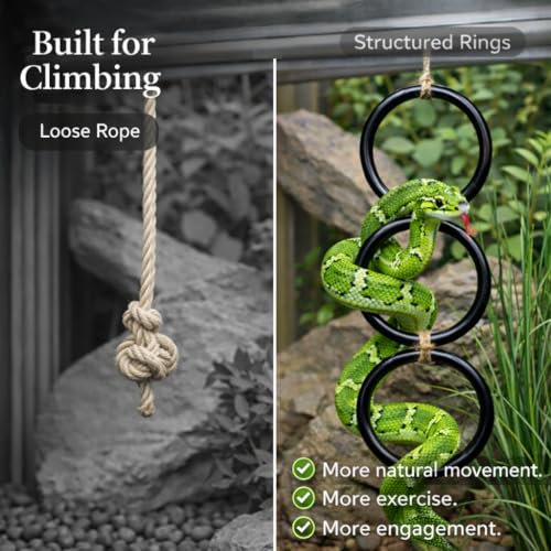 2PCS Snake Climbing Rings for Ball Python - Enrichment Toys for Corn Snake | Reptiletank Cage Decor Habitat Accessories | Terrarium, Bearded Dragon, Chameleon, Iguana, Gecko, Lizard, Parrot