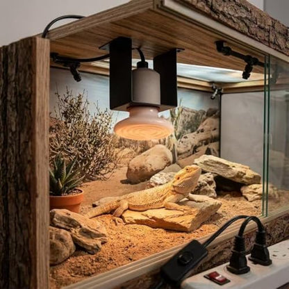 2-Pack Reptile Ceramic Heat Lamp Holders, E26 Socket for Lizards, Tortoises, Amphibians, Terrariums, 200W Max, Bulbs Not Included