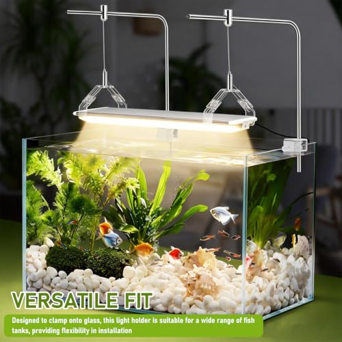 Kisangel 2pcs Aquarium Light Riser, Adjustable Height Aquarium Light Holder Stand Hanging Kit, Aluminum Alloy Support Bracket for Fish Tank Lamp