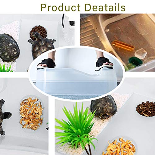 PINVNBY Plastic Turtle Tank Reptile Habitat Pet Terrariums Turtles Tank Aquarium Terrapin Topper Basking with Platform Plants,Durable,Safe, Non-Toxic(White) - color: White, size: 【1 PCS】