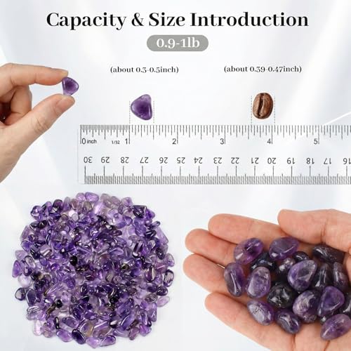 JOHOUSE 1 LB Amethyst Chips, Quartz Crystals, Polished Stone Vase Filler | Irregular Shaped Succulent Rocks for Plants Indoor, Betta Fish Tank Gravel, Table Scatter and DIY Crafts - color: Purple