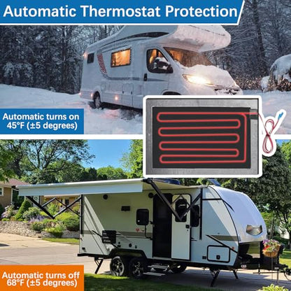 RV Tank Heater Pad,12"x18" 12/13.5V RV Holding Tank Heater Pad w/Thermostat | RV Water Tank Heater Pad for Camper,Trailer,Motorhome,Marine,Up to 50Gallon Grey/Fresh/Black Water,Automatic Prevent Freezing - style: 12/13.5V-1PCS