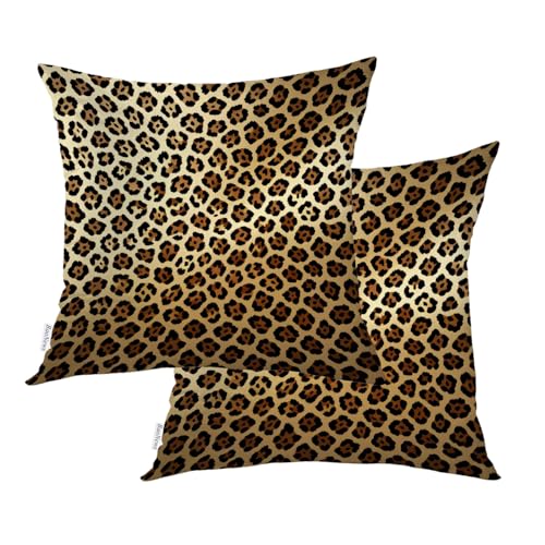 Golden Cheetah Print Throw Pillow Covers, Luxury Leopard Print Cushion Cases Digital Blended Hidden Zipperl Decorative Pillow Covers Square 16X16 in 2 Pcs - color: Golden Cheetah 1 Gold03, size: 16" x 16" (Pack of 2)