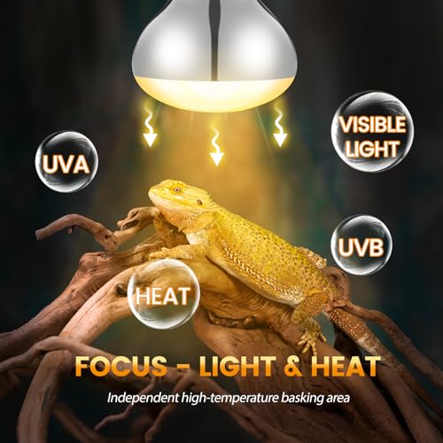 Dual Reptile Light Fixture with 100W Full Spectrum UVA UVB Light Bulb & 100W Nighttime Ceramic Heat Emitter, 2 Independent Switches, Reptile UVA UVB Heat Combo Pack - size: ST4