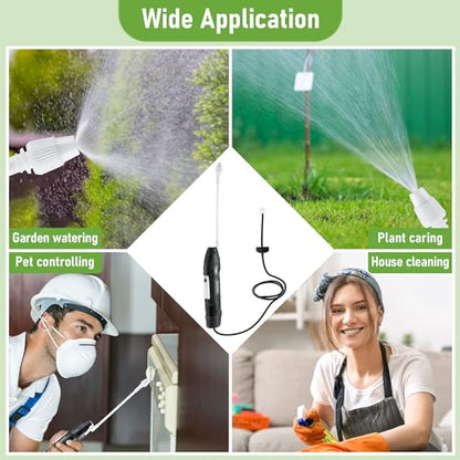 Qualirey Battery Powered Sprayer Wand, 38mm Cap for 1 Gallon Jugs | Electric Spray Nozzle with Hose and Holster, for Weed Killer, Pest Control and Garden Treatments - color: Black