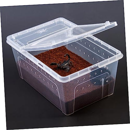 NOLITOY Transparent Reptile Feeding Box Set Durable Breeding Container for Snakes Lizards and Pets Easy to Clean with Breathable for Transport and Habitat Use