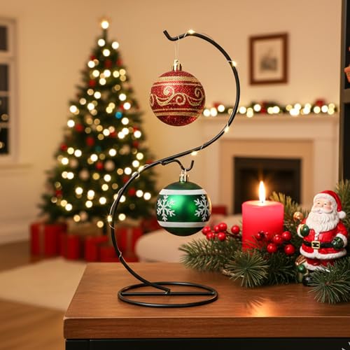 Ornament Display Stand Iron Pothook for Hanging Glass Globe Air Plant Terrarium Disco Witch Ball Christmas and Home Wedding Office Party Decoration Black Hanger Rack Hook Tree Flower Pot Holder