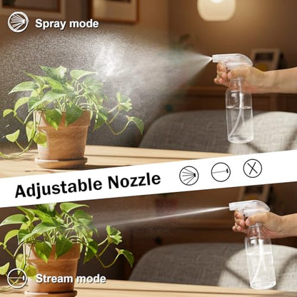 12oz Glass Spray Bottles 2 Pack,Mist/Stream Spraying | Adjustable Refillable Containers for Hair Care, Cleaning Solutions, Plants, Essential Oils - color: Clear, size: 12oz