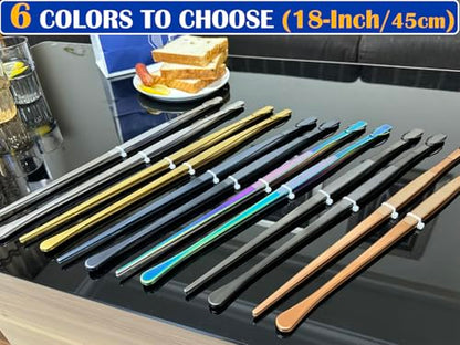 JETKONG 2 Pcs 18 Inch (45cm) Stainless Steel Grill Tongs Heavy Duty Giant Tweezer Tongs, Extra Large Tweezers Tools for Cooking, Grilling, BBQ and Turning Food (Silver) - color: Silver, size: 18+18 Inch