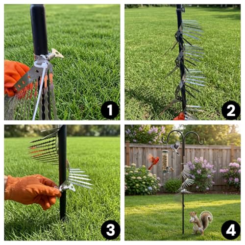 Anti-Bird/Squirrel Spikes & Squirrel Proof Baffle for Bird Feeders Pole | 4in Multi-Layer Barrier with 23 Prong,for Shepherd's Hooks/Fences/Roofs/Trees/Gutters&Downspouts.Repels Pigeons,Raccoons,Mice - size: Large-1M*10CM