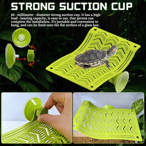 2PCS Bearded Dragon Hammock,Turtle Dock Basking Platform with Suction Cups,Reptile Plastic Climbing Lounger Tank Accessories for Lizards Frog Gecko Snakes