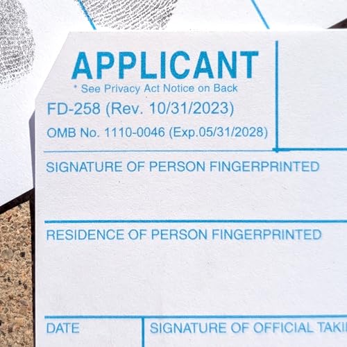 Crime Scene Fingerprint Cards, Applicant FD-258 (Pack of 50)