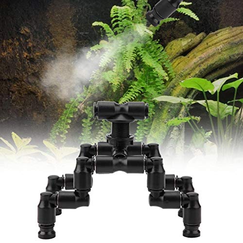Bewinner Rainforest Pet Cooling Spray Nozzle, Detachable Nozzle Fogger Mist Sprinkler Adjustable Reptile Forest Super Fogger Mist System, Black
