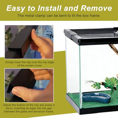 4 Pack Reptile Terrarium Covers Heavy Duty Screen Clips, 5-29 Gallons Reptile Enclosure Lock, Easy to Install