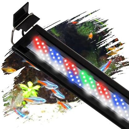 Led Aquarium Light, Full Spectrum Fish Tank Lights, 10/20 Gallon Freshwater Fishtank Hood Lighting for Grow Fish, Plants, Adjustable from 19 to 24 Inch - size: 18-24 IN