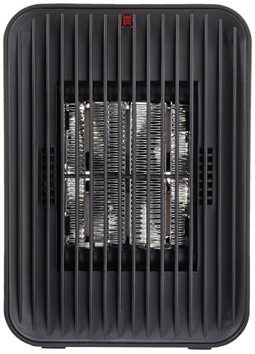 Amazon Basics Portable Ceramic Space Heater, Small Electric Heater for Indoor Use With 3 Heat Settings, Temperature Control, Lightweight (1.7 LBS), 520 w, Black, 5.1"L x 3.5"W x 7"H