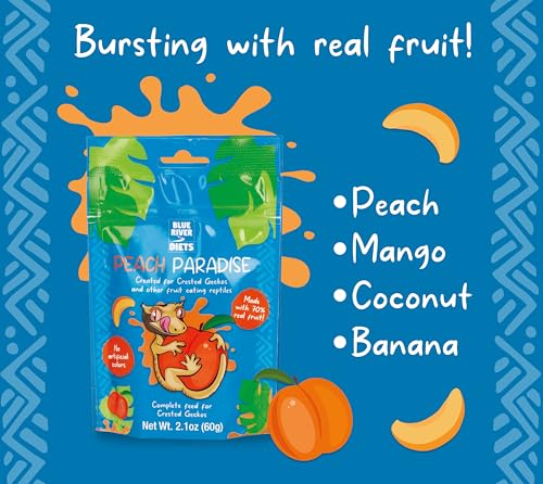 Blue River Diets Crested Gecko Diet | Peach Paradise | All Natural Low Fat Complete Gecko Food | 2.1oz