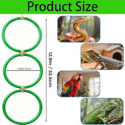 Snake Climbing Rings for Ball Python Corn Snake, Reptile Enrichment Toys for Snake, Ball Python Tank Decor, Reptile Tank Accessories for Bearded Dragon,Lizard,Swing Climbing Hoop Chain(Green)