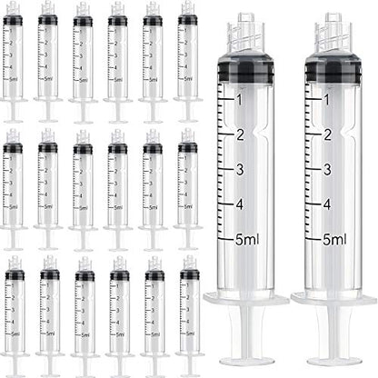 TecUnite 20 Pack Syringe Without Needle, Plastic Curved Syringes for Epoxy Resin, Craft, Feeding Pets Animals, Oil or Glue Applicator(5 ML) - size: 5 ML
