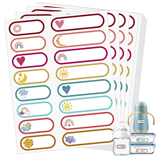 480 Pcs Baby Bottle Labels for Daycare Essentials | Self-Laminating School Name Lable Stickers for Kids Waterproof Labels for Bottles Easy to Write - style: A-Boho