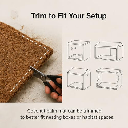 Natural Coconut Fiber Mat, Eco-Friendly Nesting Pad for Chicken Coop, Bird Cage and Reptile Habitat, Breathable & Moisture-Wicking Bedding Liner, Easy to Trim and Clean (11'' x 8.3'') - size: 11'' x 8.3''