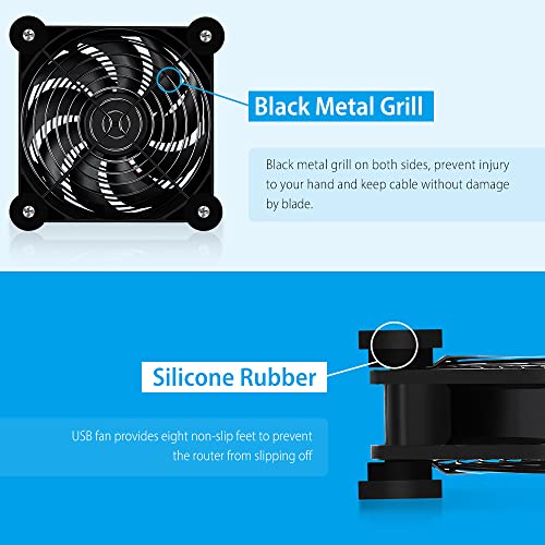 1Pack Quiet 120mm USB Fan Dual-Ball Bearings, USB Fan 5V, with L/M/H 3-Degree Speed Controller High Airflow Cooling Fan for Router Modem Receiver DVR PlayStation Xbox TV Box - size: 1Pack