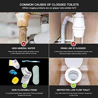 Toilet Auger Drain Snake Cleaner Tool,50" Toilet Snake Clog Remover Tool | Upgraded Grabber Unclogger Tool,Stainless Steel Telescoping Rod for Pick/Grab Objects Clogged in Toilet Pipes/Drain - style: 50inch Toilet Grabber Tool
