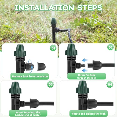 30 Pcs Irrigation Misters Emitters for 1/4" Drip Tubing | Adjustable 360° Automatic Atomizing Nozzles on 6.3" Arrow Stake,Micro Spray Irrigation Kits for Patio Misting Watering System - style: 30Pcs Misters