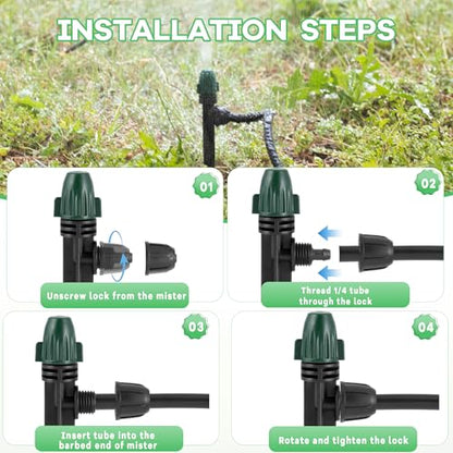 30 Pcs Irrigation Misters Emitters for 1/4" Drip Tubing | Adjustable 360° Automatic Atomizing Nozzles on 6.3" Arrow Stake,Micro Spray Irrigation Kits for Patio Misting Watering System - style: 30Pcs Misters